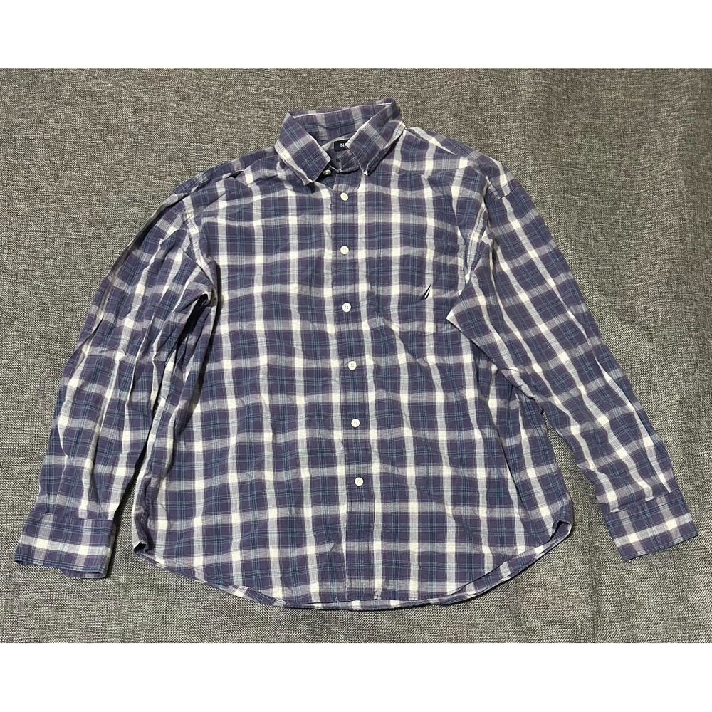 Nautica Men's L Plaid‎ Long Sleeve Shirt